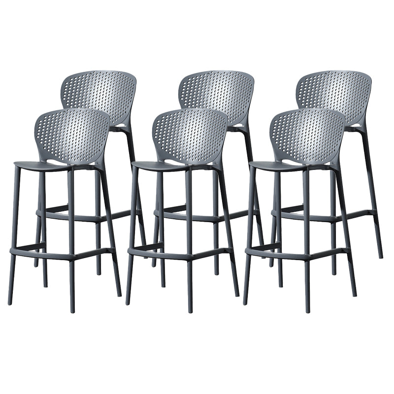 Contemporary Style Stackable Bar-stool Plastic Counter Bar Stool for Home Black-Gray 6 Piece Set Bar Stool(30"H) Clearhalo 'Bar Furniture' 'Bar Stools' 'bar_stools' 'furn' 'furn_bar_stools' 'Furniture' 'furniture_bar_stools' 'Kitchen & Dining Furniture' 5042622