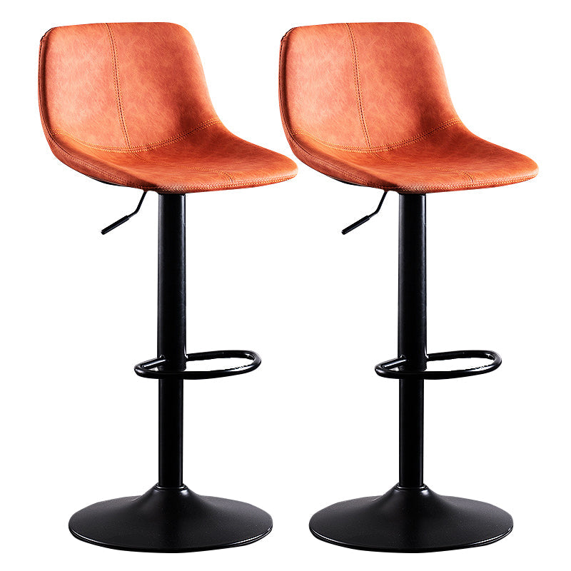 Home Modern Adjustable Height Stool Matte Finish Leather Barstool Orange 2 Piece Set Clearhalo 'Bar Furniture' 'Bar Stools' 'bar_stools' 'furn' 'furn_bar_stools' 'Furniture' 'furniture_bar_stools' 'Kitchen & Dining Furniture' 5042627