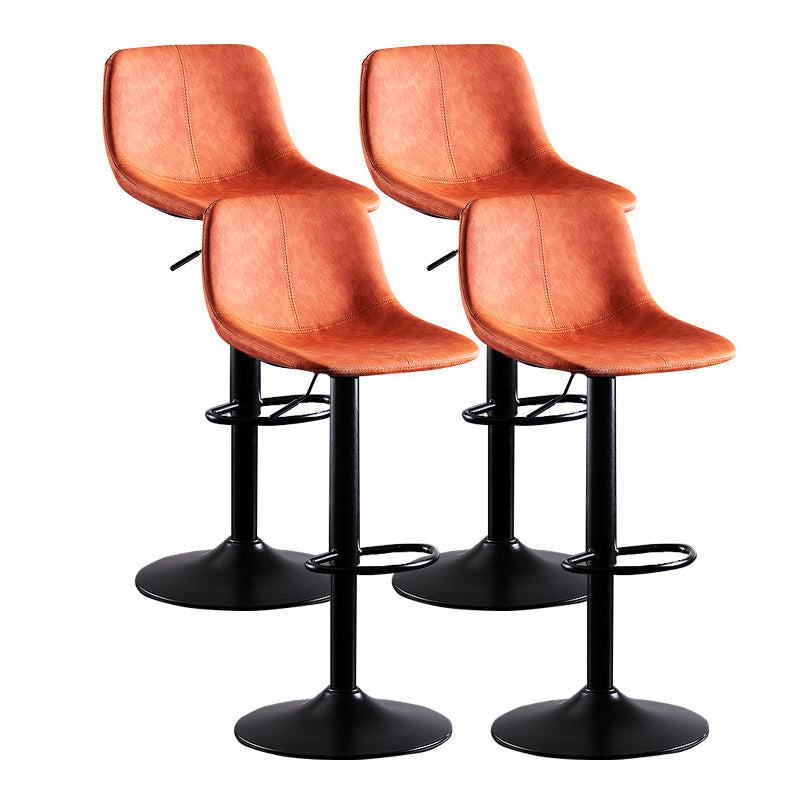 Home Modern Adjustable Height Stool Matte Finish Leather Barstool Orange 4 Piece Set Clearhalo 'Bar Furniture' 'Bar Stools' 'bar_stools' 'furn' 'furn_bar_stools' 'Furniture' 'furniture_bar_stools' 'Kitchen & Dining Furniture' 5042628