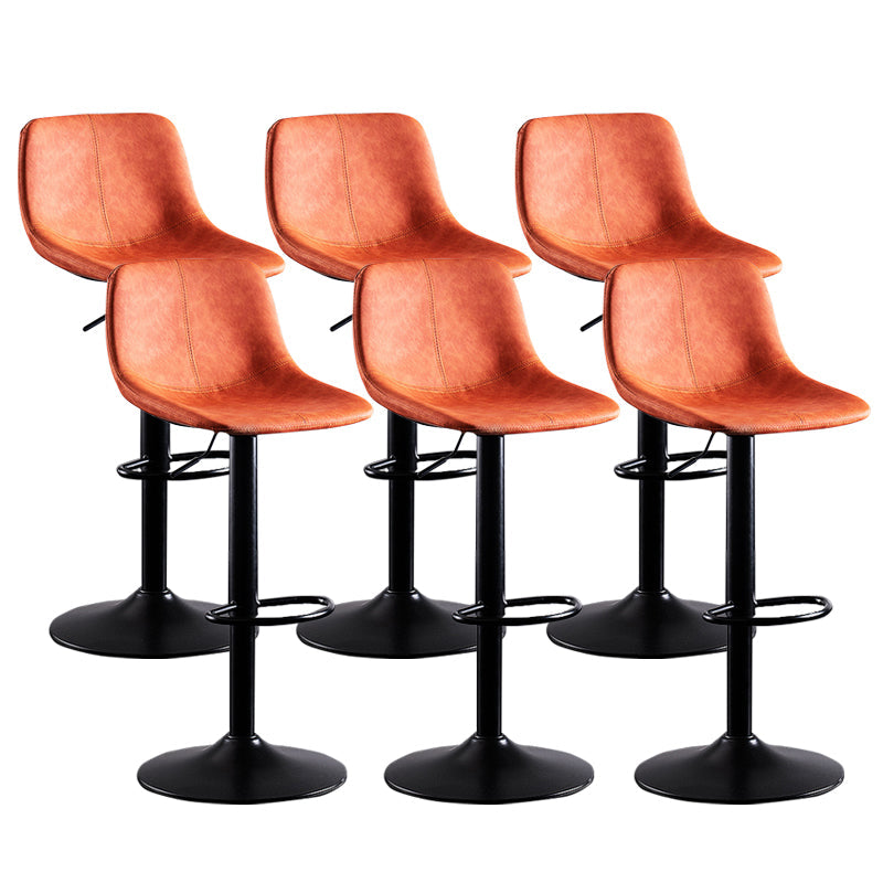 Home Modern Adjustable Height Stool Matte Finish Leather Barstool Orange 6 Piece Set Clearhalo 'Bar Furniture' 'Bar Stools' 'bar_stools' 'furn' 'furn_bar_stools' 'Furniture' 'furniture_bar_stools' 'Kitchen & Dining Furniture' 5042631