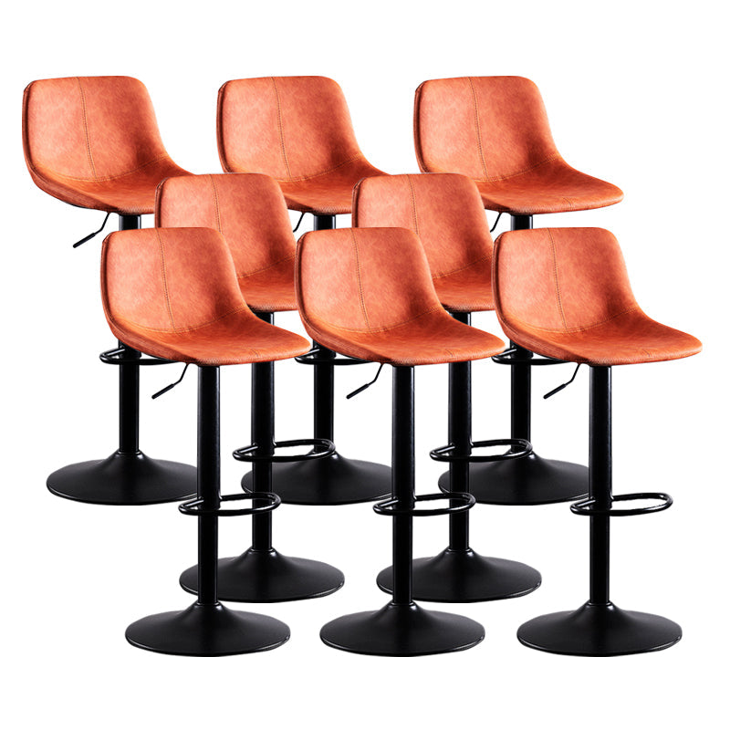 Home Modern Adjustable Height Stool Matte Finish Leather Barstool Orange 8 Piece Set Clearhalo 'Bar Furniture' 'Bar Stools' 'bar_stools' 'furn' 'furn_bar_stools' 'Furniture' 'furniture_bar_stools' 'Kitchen & Dining Furniture' 5042633