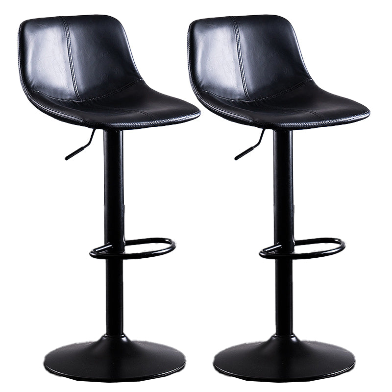 Home Modern Adjustable Height Stool Matte Finish Leather Barstool Matte Black 2 Piece Set Clearhalo 'Bar Furniture' 'Bar Stools' 'bar_stools' 'furn' 'furn_bar_stools' 'Furniture' 'furniture_bar_stools' 'Kitchen & Dining Furniture' 5042634