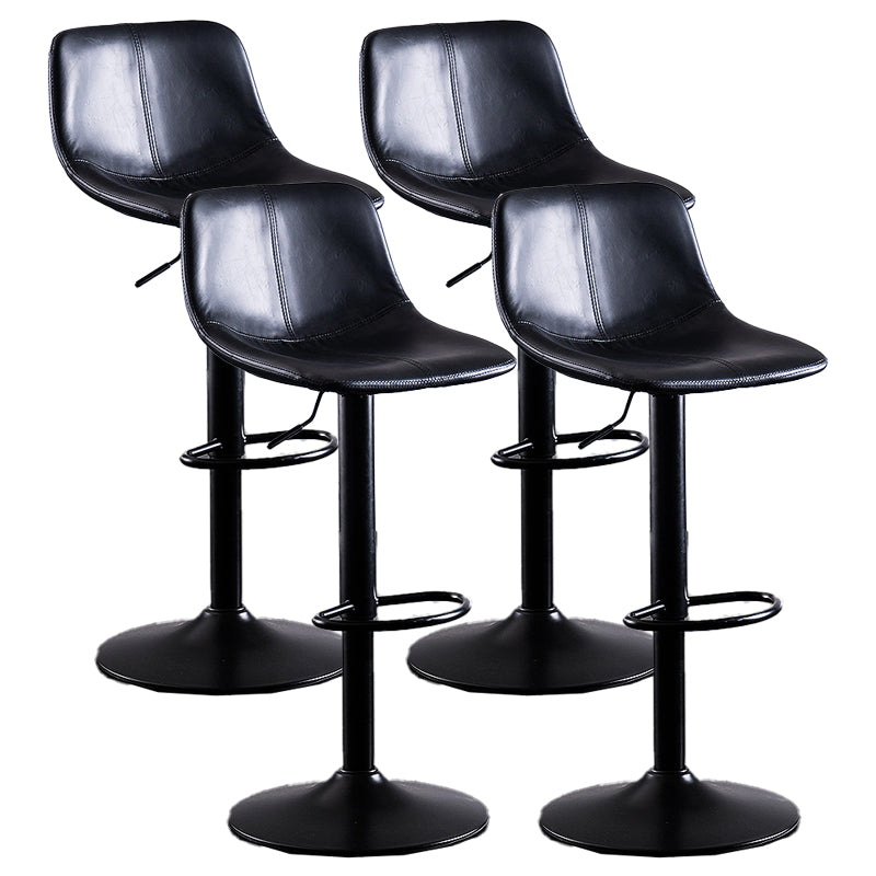 Home Modern Adjustable Height Stool Matte Finish Leather Barstool Matte Black 4 Piece Set Clearhalo 'Bar Furniture' 'Bar Stools' 'bar_stools' 'furn' 'furn_bar_stools' 'Furniture' 'furniture_bar_stools' 'Kitchen & Dining Furniture' 5042636