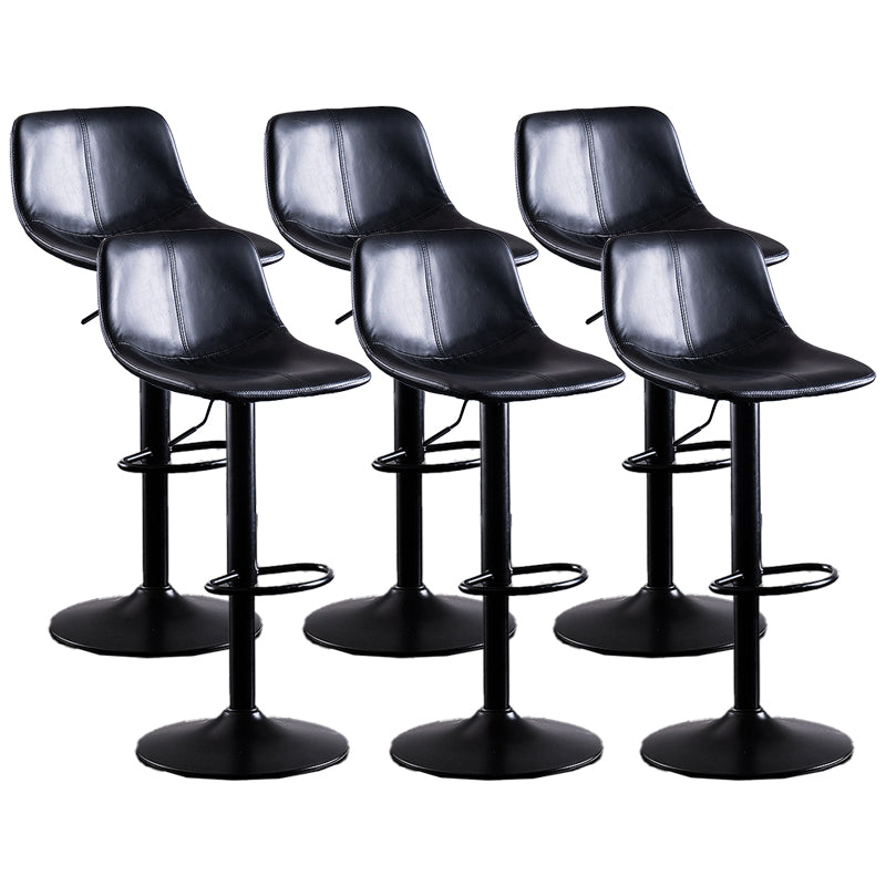 Home Modern Adjustable Height Stool Matte Finish Leather Barstool Matte Black 6 Piece Set Clearhalo 'Bar Furniture' 'Bar Stools' 'bar_stools' 'furn' 'furn_bar_stools' 'Furniture' 'furniture_bar_stools' 'Kitchen & Dining Furniture' 5042638