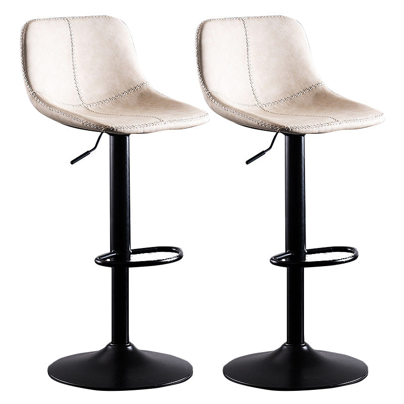 Home Modern Adjustable Height Stool Matte Finish Leather Barstool Off-White 2 Piece Set Clearhalo 'Bar Furniture' 'Bar Stools' 'bar_stools' 'furn' 'furn_bar_stools' 'Furniture' 'furniture_bar_stools' 'Kitchen & Dining Furniture' 5042643