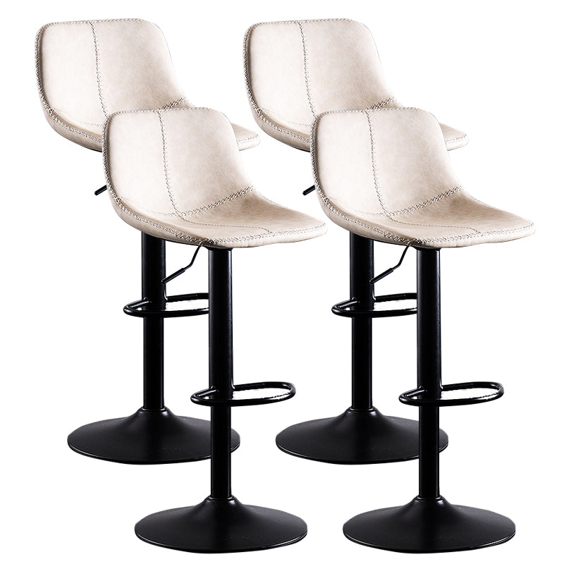 Home Modern Adjustable Height Stool Matte Finish Leather Barstool Off-White 4 Piece Set Clearhalo 'Bar Furniture' 'Bar Stools' 'bar_stools' 'furn' 'furn_bar_stools' 'Furniture' 'furniture_bar_stools' 'Kitchen & Dining Furniture' 5042645