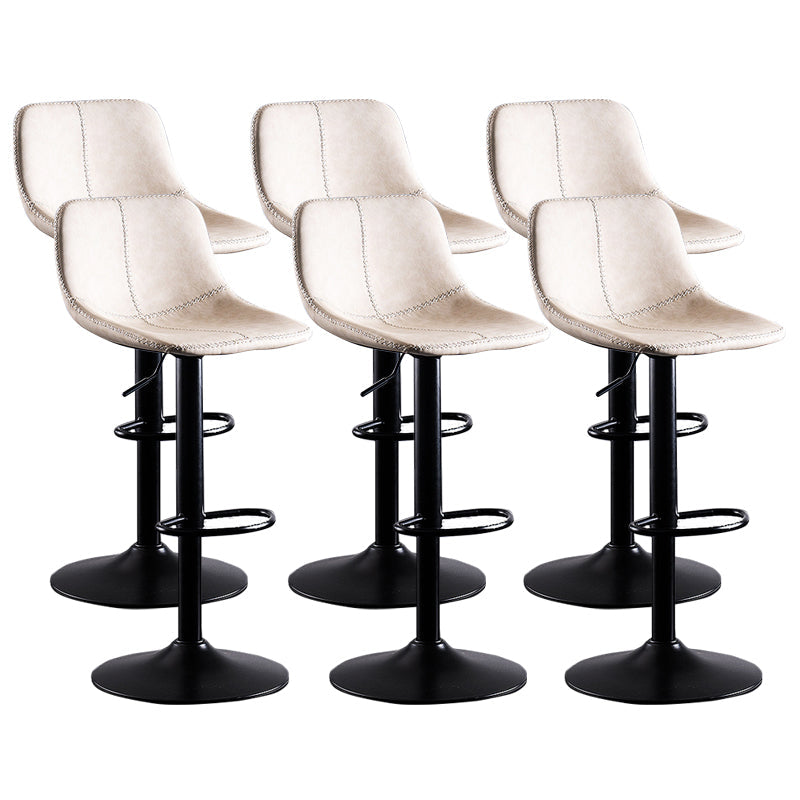 Home Modern Adjustable Height Stool Matte Finish Leather Barstool Off-White 6 Piece Set Clearhalo 'Bar Furniture' 'Bar Stools' 'bar_stools' 'furn' 'furn_bar_stools' 'Furniture' 'furniture_bar_stools' 'Kitchen & Dining Furniture' 5042646