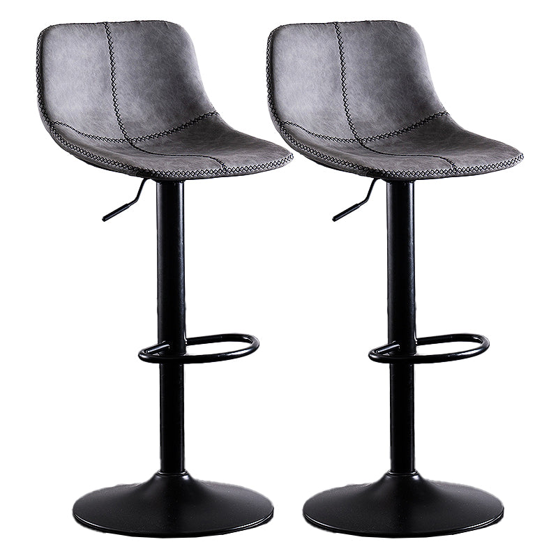 Home Modern Adjustable Height Stool Matte Finish Leather Barstool Silver Gray 2 Piece Set Clearhalo 'Bar Furniture' 'Bar Stools' 'bar_stools' 'furn' 'furn_bar_stools' 'Furniture' 'furniture_bar_stools' 'Kitchen & Dining Furniture' 5042650