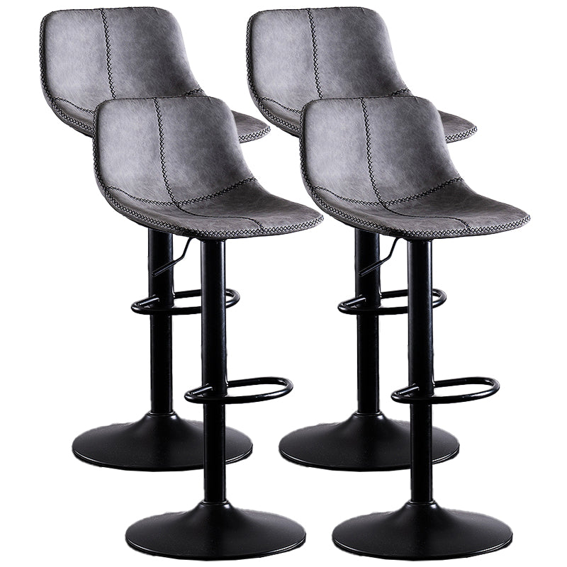 Home Modern Adjustable Height Stool Matte Finish Leather Barstool Silver Gray 4 Piece Set Clearhalo 'Bar Furniture' 'Bar Stools' 'bar_stools' 'furn' 'furn_bar_stools' 'Furniture' 'furniture_bar_stools' 'Kitchen & Dining Furniture' 5042653