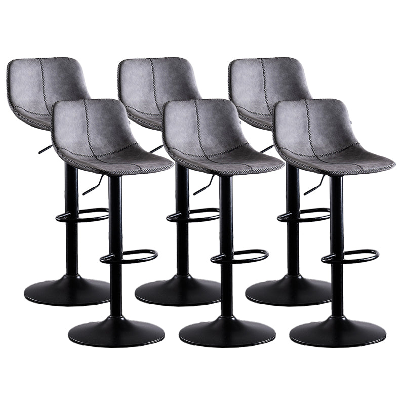 Home Modern Adjustable Height Stool Matte Finish Leather Barstool Silver Gray 6 Piece Set Clearhalo 'Bar Furniture' 'Bar Stools' 'bar_stools' 'furn' 'furn_bar_stools' 'Furniture' 'furniture_bar_stools' 'Kitchen & Dining Furniture' 5042654