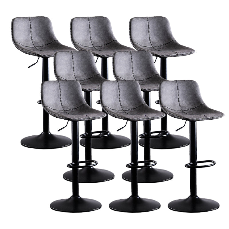 Home Modern Adjustable Height Stool Matte Finish Leather Barstool Silver Gray 8 Piece Set Clearhalo 'Bar Furniture' 'Bar Stools' 'bar_stools' 'furn' 'furn_bar_stools' 'Furniture' 'furniture_bar_stools' 'Kitchen & Dining Furniture' 5042656