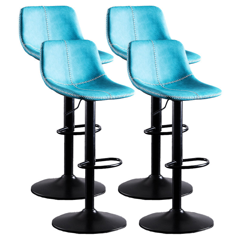Home Modern Adjustable Height Stool Matte Finish Leather Barstool Sky Blue 4 Piece Set Clearhalo 'Bar Furniture' 'Bar Stools' 'bar_stools' 'furn' 'furn_bar_stools' 'Furniture' 'furniture_bar_stools' 'Kitchen & Dining Furniture' 5042658