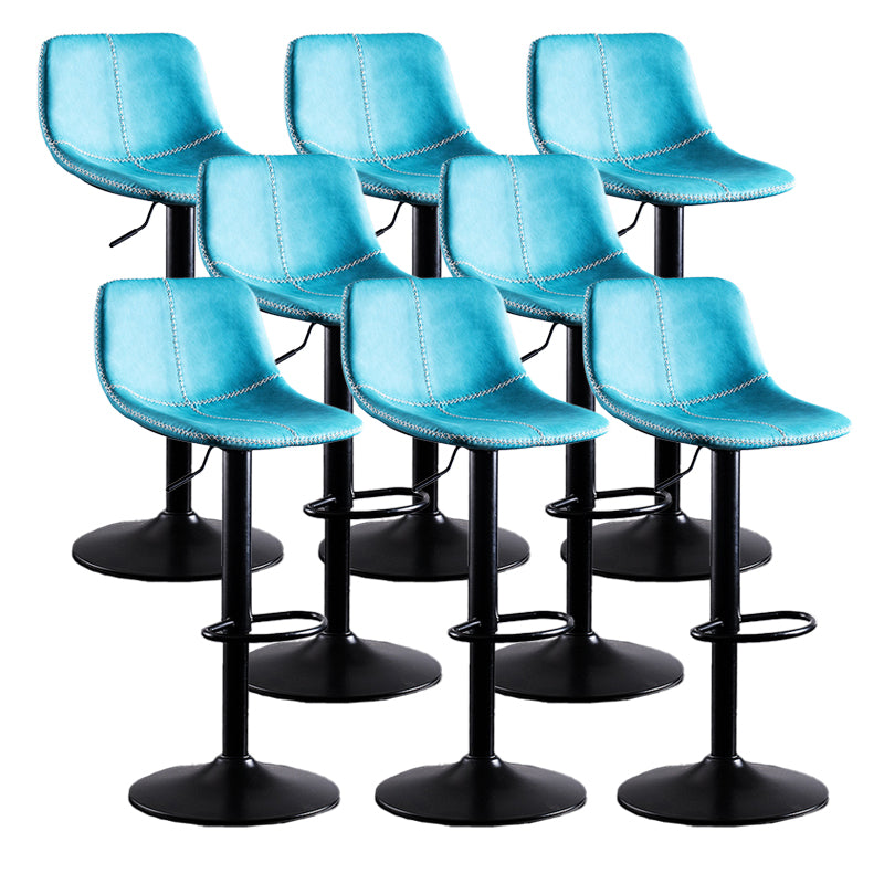 Home Modern Adjustable Height Stool Matte Finish Leather Barstool Sky Blue 8 Piece Set Clearhalo 'Bar Furniture' 'Bar Stools' 'bar_stools' 'furn' 'furn_bar_stools' 'Furniture' 'furniture_bar_stools' 'Kitchen & Dining Furniture' 5042660