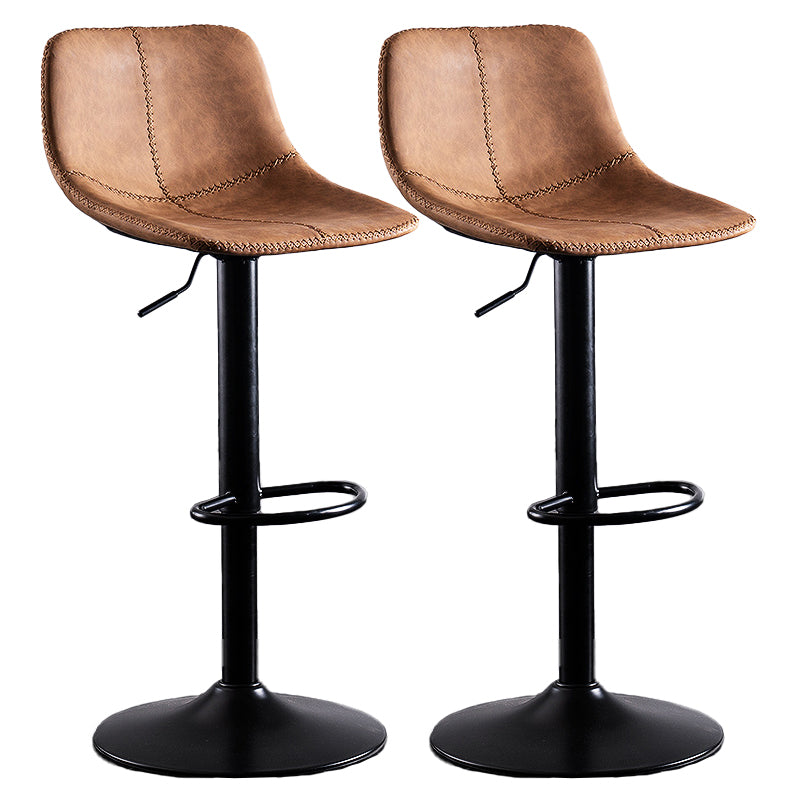 Home Modern Adjustable Height Stool Matte Finish Leather Barstool Light Brown 2 Piece Set Clearhalo 'Bar Furniture' 'Bar Stools' 'bar_stools' 'furn' 'furn_bar_stools' 'Furniture' 'furniture_bar_stools' 'Kitchen & Dining Furniture' 5042661