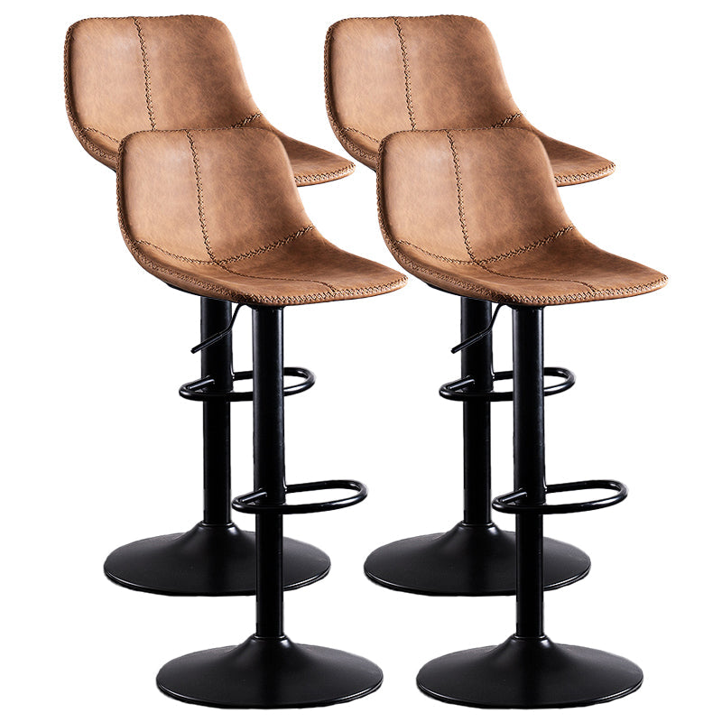 Home Modern Adjustable Height Stool Matte Finish Leather Barstool Light Brown 4 Piece Set Clearhalo 'Bar Furniture' 'Bar Stools' 'bar_stools' 'furn' 'furn_bar_stools' 'Furniture' 'furniture_bar_stools' 'Kitchen & Dining Furniture' 5042662