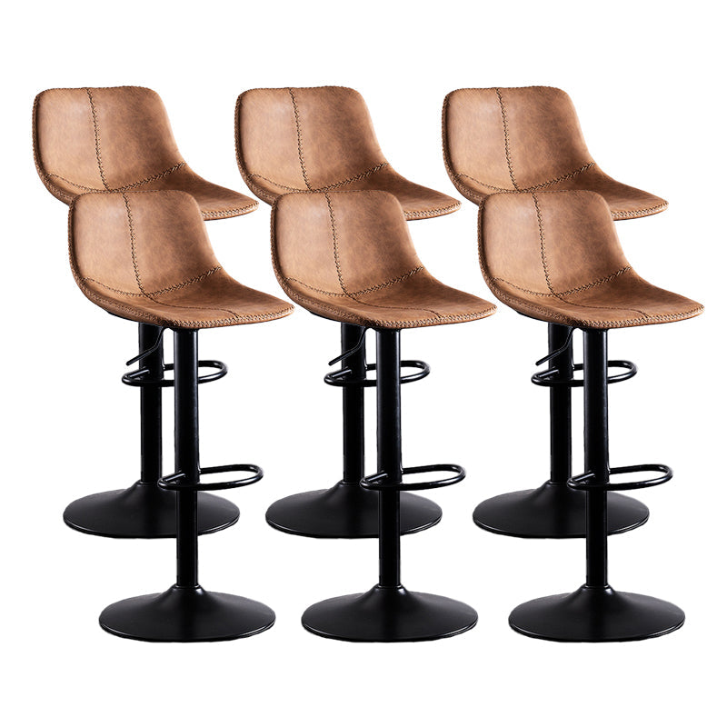 Home Modern Adjustable Height Stool Matte Finish Leather Barstool Light Brown 6 Piece Set Clearhalo 'Bar Furniture' 'Bar Stools' 'bar_stools' 'furn' 'furn_bar_stools' 'Furniture' 'furniture_bar_stools' 'Kitchen & Dining Furniture' 5042663