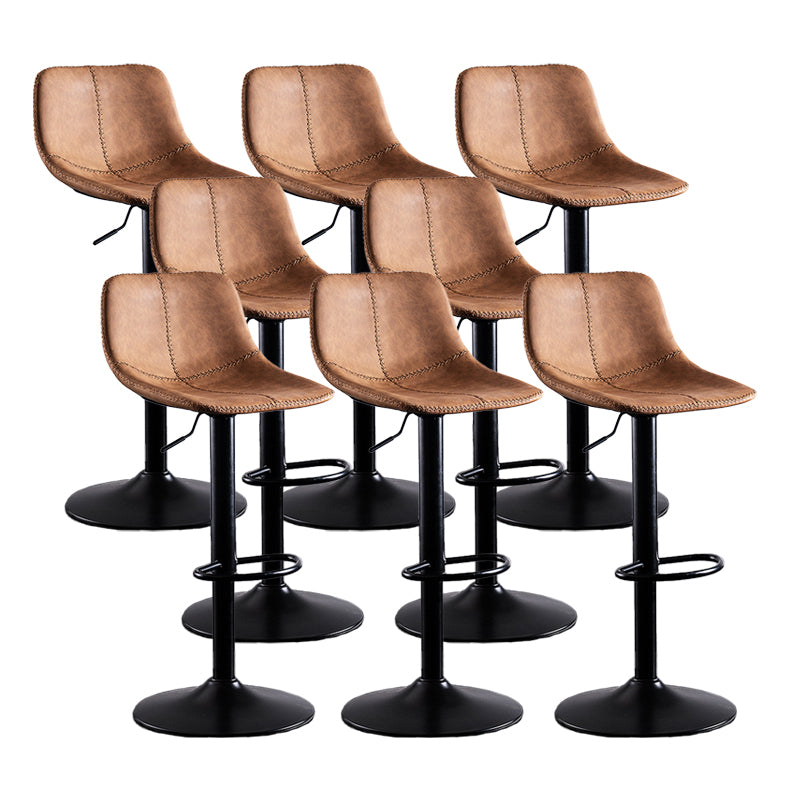 Home Modern Adjustable Height Stool Matte Finish Leather Barstool Light Brown 8 Piece Set Clearhalo 'Bar Furniture' 'Bar Stools' 'bar_stools' 'furn' 'furn_bar_stools' 'Furniture' 'furniture_bar_stools' 'Kitchen & Dining Furniture' 5042664