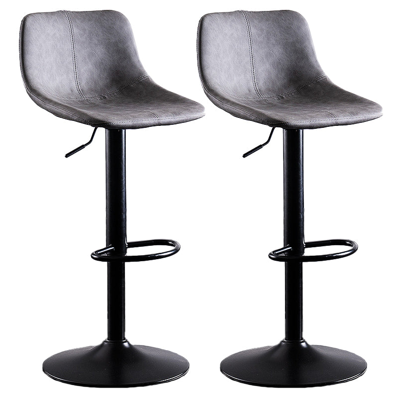 Home Modern Adjustable Height Stool Matte Finish Leather Barstool Grey 2 Piece Set Clearhalo 'Bar Furniture' 'Bar Stools' 'bar_stools' 'furn' 'furn_bar_stools' 'Furniture' 'furniture_bar_stools' 'Kitchen & Dining Furniture' 5042665