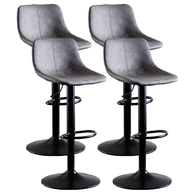 Home Modern Adjustable Height Stool Matte Finish Leather Barstool Grey 4 Piece Set Clearhalo 'Bar Furniture' 'Bar Stools' 'bar_stools' 'furn' 'furn_bar_stools' 'Furniture' 'furniture_bar_stools' 'Kitchen & Dining Furniture' 5042666