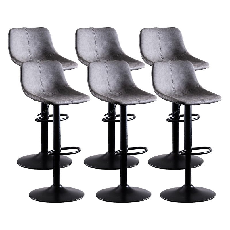 Home Modern Adjustable Height Stool Matte Finish Leather Barstool Grey 6 Piece Set Clearhalo 'Bar Furniture' 'Bar Stools' 'bar_stools' 'furn' 'furn_bar_stools' 'Furniture' 'furniture_bar_stools' 'Kitchen & Dining Furniture' 5042667
