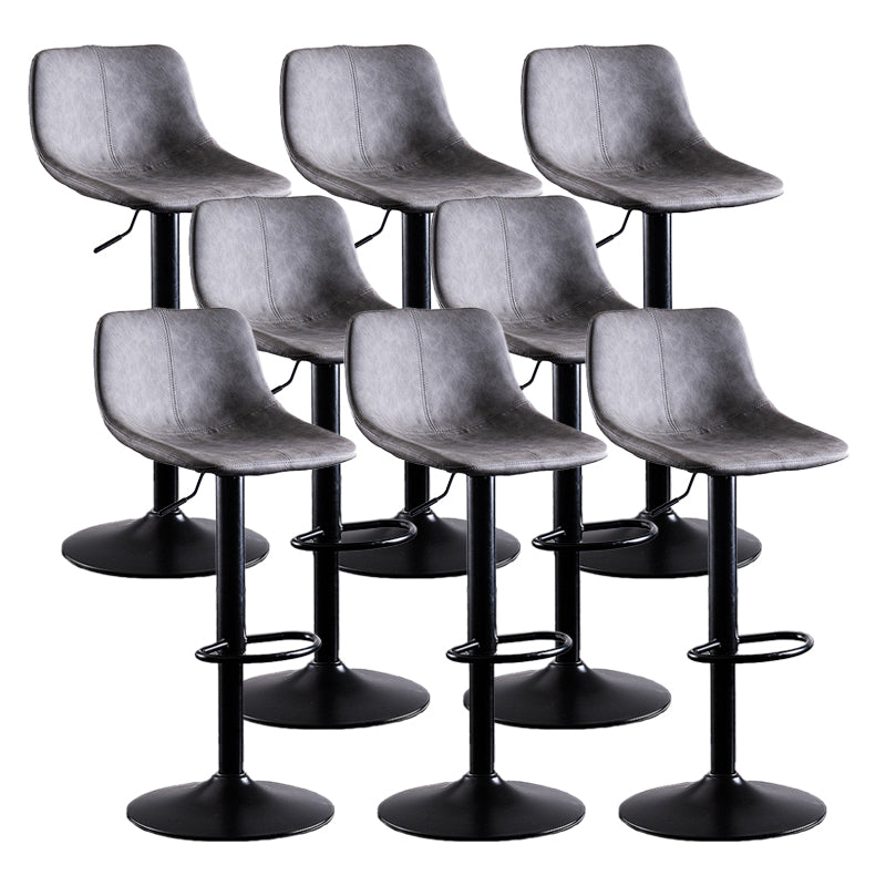Home Modern Adjustable Height Stool Matte Finish Leather Barstool Grey 8 Piece Set Clearhalo 'Bar Furniture' 'Bar Stools' 'bar_stools' 'furn' 'furn_bar_stools' 'Furniture' 'furniture_bar_stools' 'Kitchen & Dining Furniture' 5042668