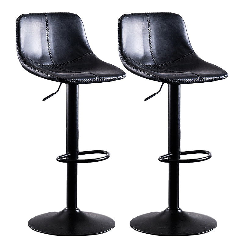 Home Modern Adjustable Height Stool Matte Finish Leather Barstool Black 2 Piece Set Clearhalo 'Bar Furniture' 'Bar Stools' 'bar_stools' 'furn' 'furn_bar_stools' 'Furniture' 'furniture_bar_stools' 'Kitchen & Dining Furniture' 5042673