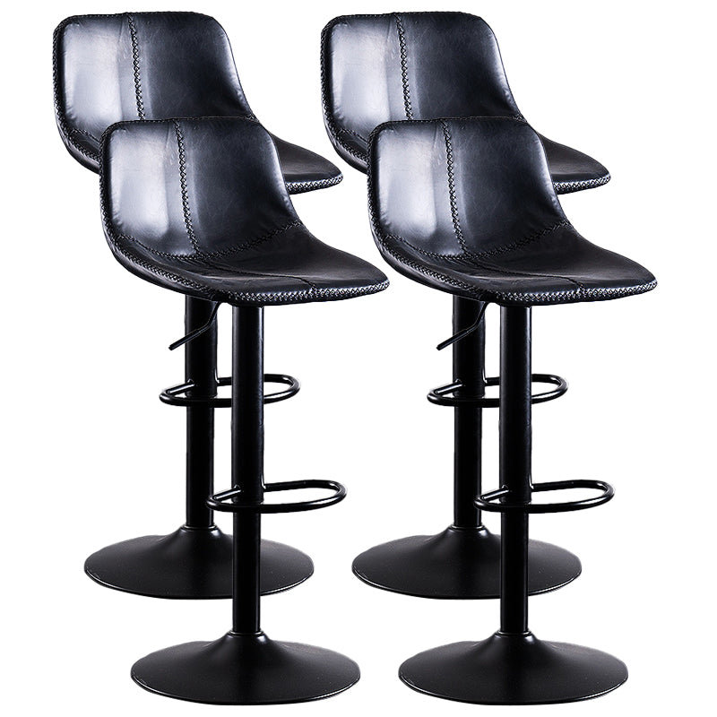 Home Modern Adjustable Height Stool Matte Finish Leather Barstool Black 4 Piece Set Clearhalo 'Bar Furniture' 'Bar Stools' 'bar_stools' 'furn' 'furn_bar_stools' 'Furniture' 'furniture_bar_stools' 'Kitchen & Dining Furniture' 5042674