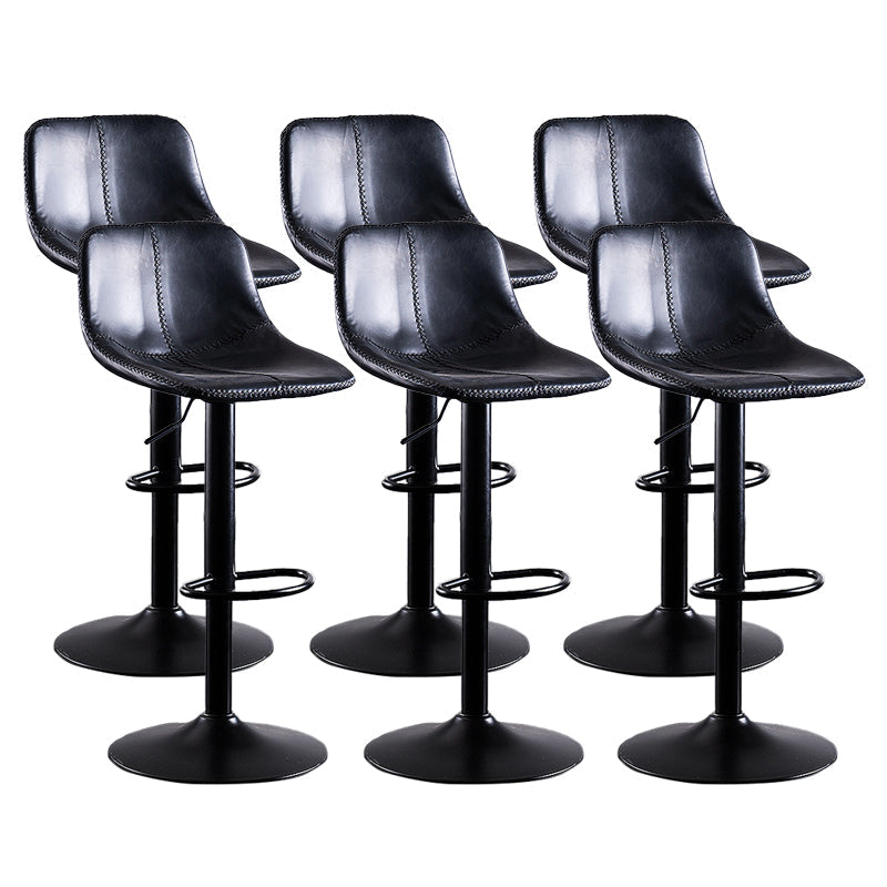 Home Modern Adjustable Height Stool Matte Finish Leather Barstool Black 6 Piece Set Clearhalo 'Bar Furniture' 'Bar Stools' 'bar_stools' 'furn' 'furn_bar_stools' 'Furniture' 'furniture_bar_stools' 'Kitchen & Dining Furniture' 5042675