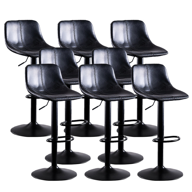 Home Modern Adjustable Height Stool Matte Finish Leather Barstool Black 8 Piece Set Clearhalo 'Bar Furniture' 'Bar Stools' 'bar_stools' 'furn' 'furn_bar_stools' 'Furniture' 'furniture_bar_stools' 'Kitchen & Dining Furniture' 5042676
