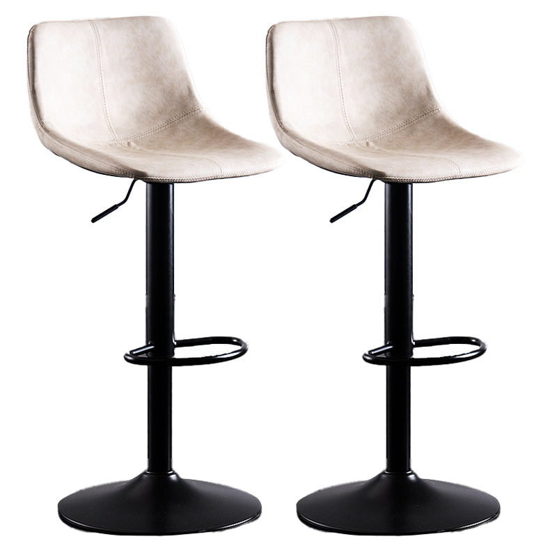 Home Modern Adjustable Height Stool Matte Finish Leather Barstool White 2 Piece Set Clearhalo 'Bar Furniture' 'Bar Stools' 'bar_stools' 'furn' 'furn_bar_stools' 'Furniture' 'furniture_bar_stools' 'Kitchen & Dining Furniture' 5042677