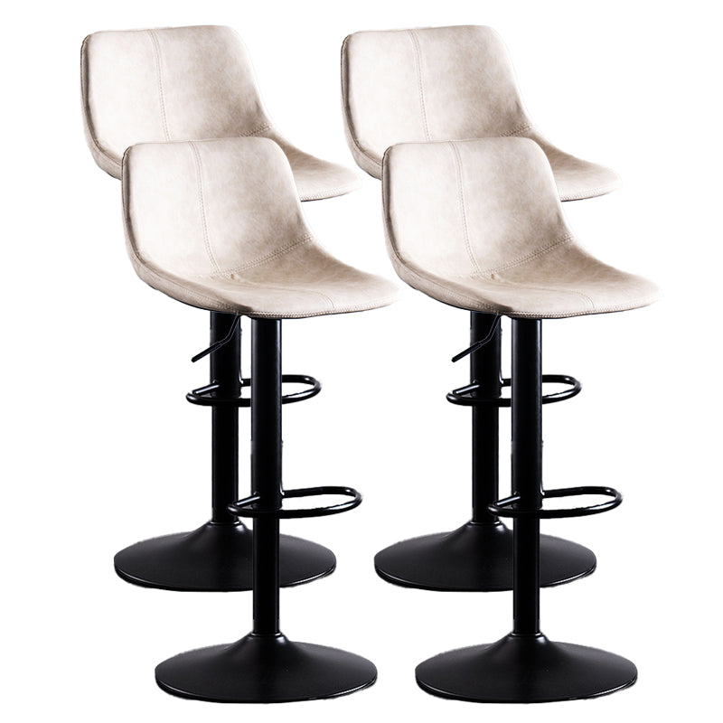 Home Modern Adjustable Height Stool Matte Finish Leather Barstool White 4 Piece Set Clearhalo 'Bar Furniture' 'Bar Stools' 'bar_stools' 'furn' 'furn_bar_stools' 'Furniture' 'furniture_bar_stools' 'Kitchen & Dining Furniture' 5042678