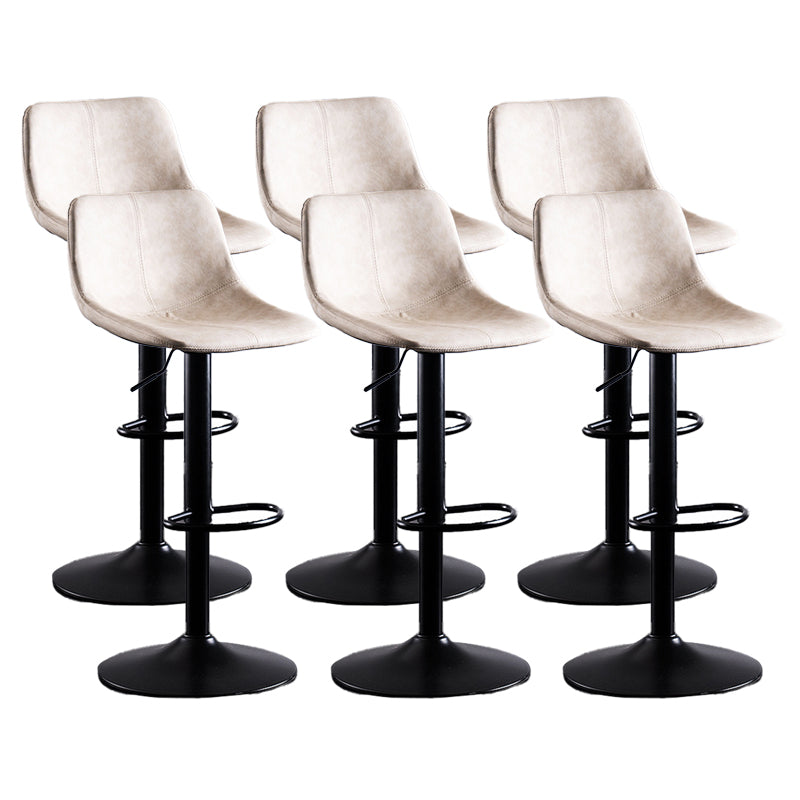 Home Modern Adjustable Height Stool Matte Finish Leather Barstool White 6 Piece Set Clearhalo 'Bar Furniture' 'Bar Stools' 'bar_stools' 'furn' 'furn_bar_stools' 'Furniture' 'furniture_bar_stools' 'Kitchen & Dining Furniture' 5042679