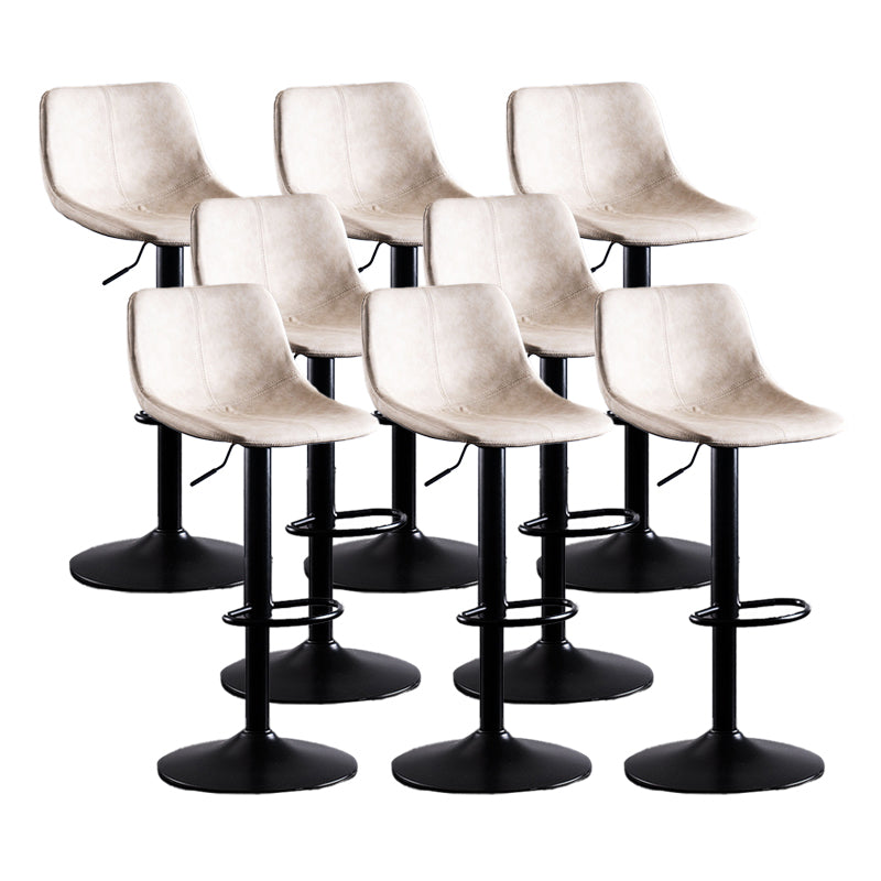 Home Modern Adjustable Height Stool Matte Finish Leather Barstool White 8 Piece Set Clearhalo 'Bar Furniture' 'Bar Stools' 'bar_stools' 'furn' 'furn_bar_stools' 'Furniture' 'furniture_bar_stools' 'Kitchen & Dining Furniture' 5042680