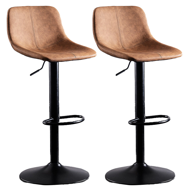 Home Modern Adjustable Height Stool Matte Finish Leather Barstool Brown 2 Piece Set Clearhalo 'Bar Furniture' 'Bar Stools' 'bar_stools' 'furn' 'furn_bar_stools' 'Furniture' 'furniture_bar_stools' 'Kitchen & Dining Furniture' 5042681