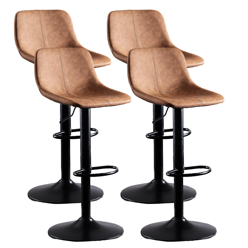 Home Modern Adjustable Height Stool Matte Finish Leather Barstool Brown 4 Piece Set Clearhalo 'Bar Furniture' 'Bar Stools' 'bar_stools' 'furn' 'furn_bar_stools' 'Furniture' 'furniture_bar_stools' 'Kitchen & Dining Furniture' 5042682