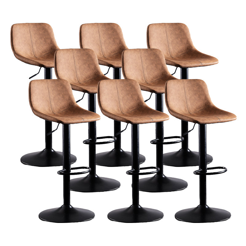 Home Modern Adjustable Height Stool Matte Finish Leather Barstool Brown 8 Piece Set Clearhalo 'Bar Furniture' 'Bar Stools' 'bar_stools' 'furn' 'furn_bar_stools' 'Furniture' 'furniture_bar_stools' 'Kitchen & Dining Furniture' 5042684