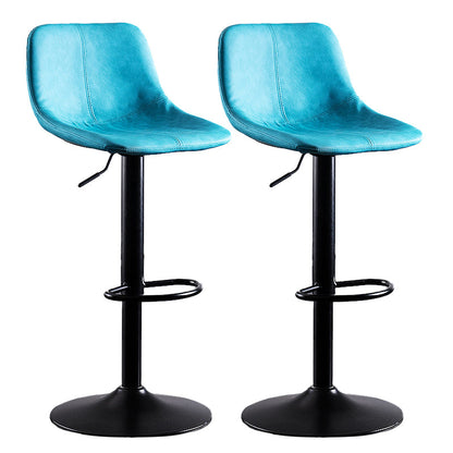 Home Modern Adjustable Height Stool Matte Finish Leather Barstool Blue 2 Piece Set Clearhalo 'Bar Furniture' 'Bar Stools' 'bar_stools' 'furn' 'furn_bar_stools' 'Furniture' 'furniture_bar_stools' 'Kitchen & Dining Furniture' 5042685