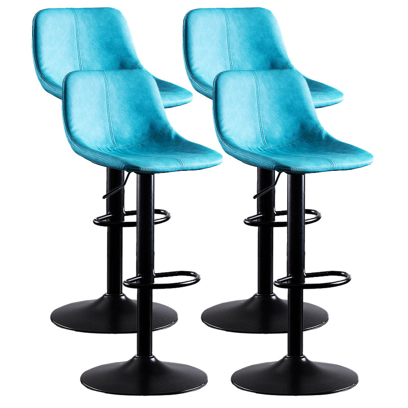 Home Modern Adjustable Height Stool Matte Finish Leather Barstool Blue 4 Piece Set Clearhalo 'Bar Furniture' 'Bar Stools' 'bar_stools' 'furn' 'furn_bar_stools' 'Furniture' 'furniture_bar_stools' 'Kitchen & Dining Furniture' 5042686