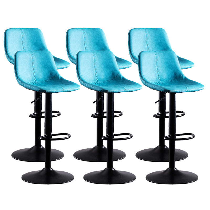 Home Modern Adjustable Height Stool Matte Finish Leather Barstool Blue 6 Piece Set Clearhalo 'Bar Furniture' 'Bar Stools' 'bar_stools' 'furn' 'furn_bar_stools' 'Furniture' 'furniture_bar_stools' 'Kitchen & Dining Furniture' 5042687