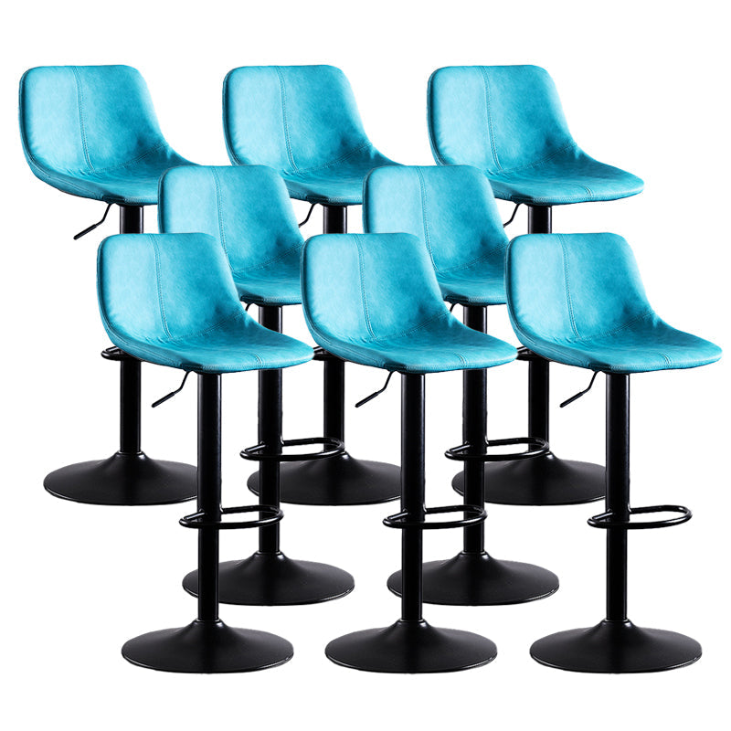 Home Modern Adjustable Height Stool Matte Finish Leather Barstool Blue 8 Piece Set Clearhalo 'Bar Furniture' 'Bar Stools' 'bar_stools' 'furn' 'furn_bar_stools' 'Furniture' 'furniture_bar_stools' 'Kitchen & Dining Furniture' 5042688