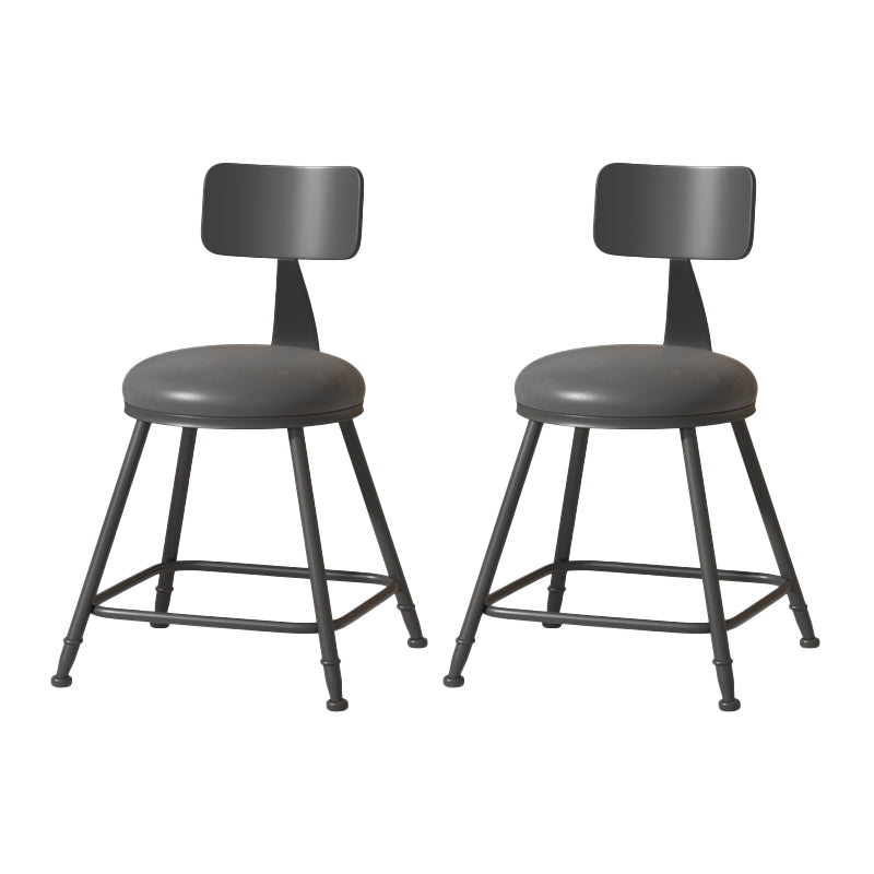 Modern Armless Backrest Counter Stool Iron Cafe Bar Stool with Leather Cushion Black 2 Piece Set Short Stool(18"H) Clearhalo 'Bar Furniture' 'Bar Stools' 'bar_stools' 'furn' 'furn_bar_stools' 'Furniture' 'furniture_bar_stools' 'Kitchen & Dining Furniture' 5042692