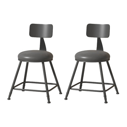 Modern Armless Backrest Counter Stool Iron Cafe Bar Stool with Leather Cushion Black 2 Piece Set Short Stool(18"H) Clearhalo 'Bar Furniture' 'Bar Stools' 'bar_stools' 'furn' 'furn_bar_stools' 'Furniture' 'furniture_bar_stools' 'Kitchen & Dining Furniture' 5042692
