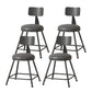 Modern Armless Backrest Counter Stool Iron Cafe Bar Stool with Leather Cushion Black 4 Piece Set Short Stool(18"H) Clearhalo 'Bar Furniture' 'Bar Stools' 'bar_stools' 'furn' 'furn_bar_stools' 'Furniture' 'furniture_bar_stools' 'Kitchen & Dining Furniture' 5042693