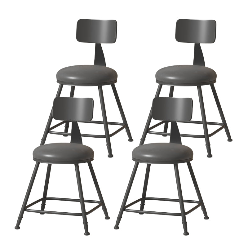 Modern Armless Backrest Counter Stool Iron Cafe Bar Stool with Leather Cushion Black 4 Piece Set Short Stool(18"H) Clearhalo 'Bar Furniture' 'Bar Stools' 'bar_stools' 'furn' 'furn_bar_stools' 'Furniture' 'furniture_bar_stools' 'Kitchen & Dining Furniture' 5042693