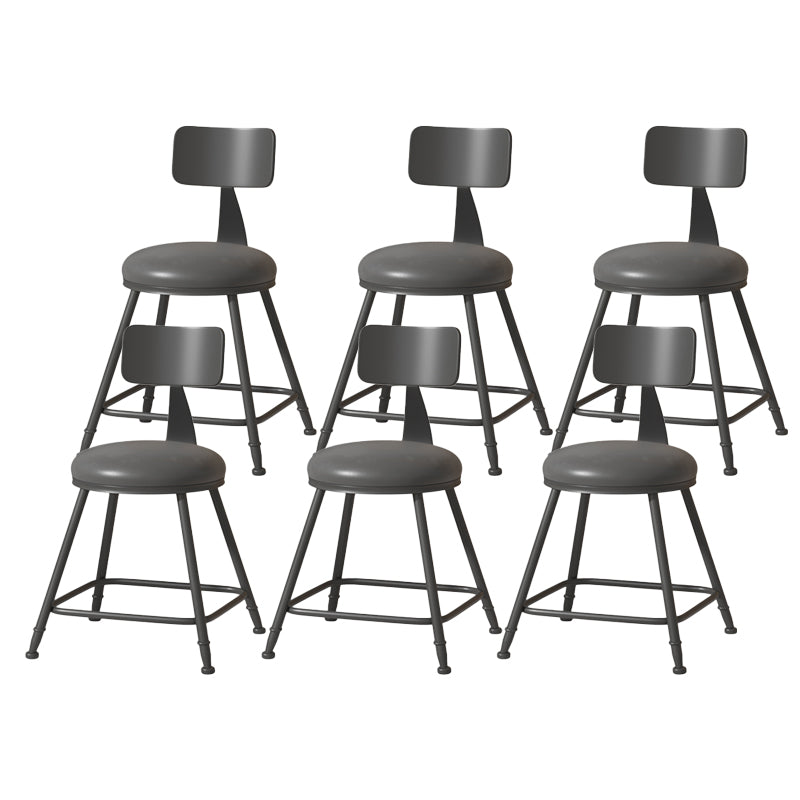 Modern Armless Backrest Counter Stool Iron Cafe Bar Stool with Leather Cushion Black 6 Piece Set Short Stool(18"H) Clearhalo 'Bar Furniture' 'Bar Stools' 'bar_stools' 'furn' 'furn_bar_stools' 'Furniture' 'furniture_bar_stools' 'Kitchen & Dining Furniture' 5042695