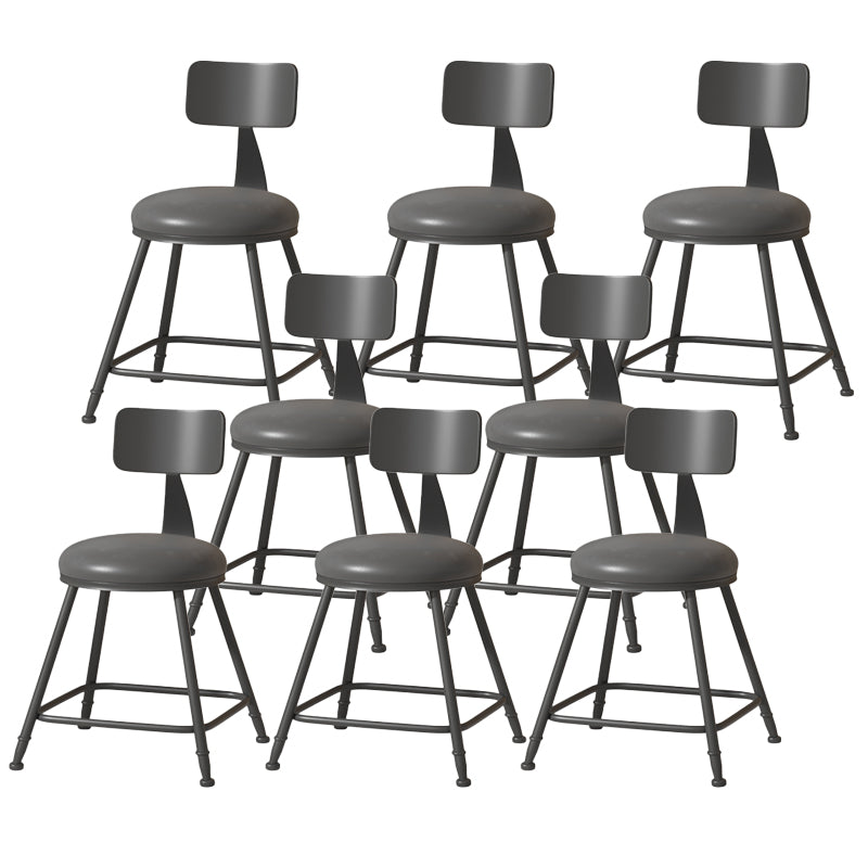 Modern Armless Backrest Counter Stool Iron Cafe Bar Stool with Leather Cushion Black 8 Piece Set Short Stool(18"H) Clearhalo 'Bar Furniture' 'Bar Stools' 'bar_stools' 'furn' 'furn_bar_stools' 'Furniture' 'furniture_bar_stools' 'Kitchen & Dining Furniture' 5042697
