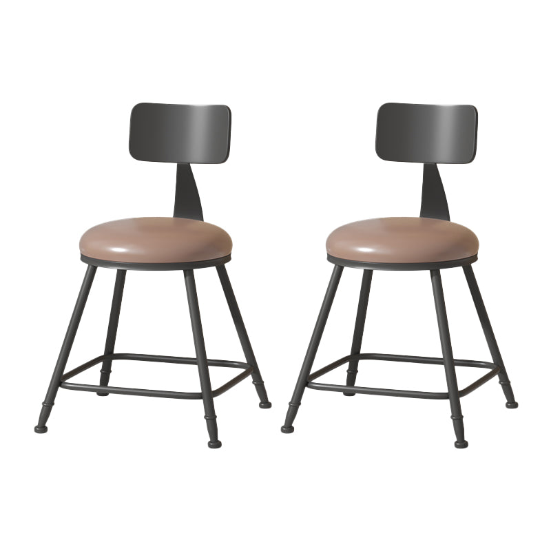 Modern Armless Backrest Counter Stool Iron Cafe Bar Stool with Leather Cushion Coffee 2 Piece Set Short Stool(18"H) Clearhalo 'Bar Furniture' 'Bar Stools' 'bar_stools' 'furn' 'furn_bar_stools' 'Furniture' 'furniture_bar_stools' 'Kitchen & Dining Furniture' 5042699