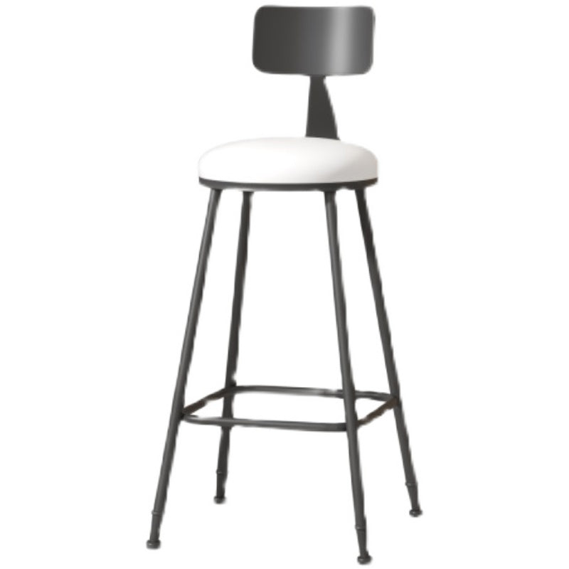 Modern Armless Backrest Counter Stool Iron Cafe Bar Stool with Leather Cushion Clearhalo 'Bar Furniture' 'Bar Stools' 'bar_stools' 'furn' 'furn_bar_stools' 'Furniture' 'furniture_bar_stools' 'Kitchen & Dining Furniture' 5042700