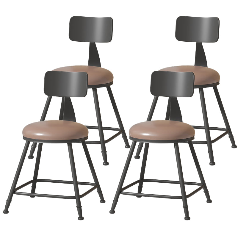 Modern Armless Backrest Counter Stool Iron Cafe Bar Stool with Leather Cushion Coffee 4 Piece Set Short Stool(18"H) Clearhalo 'Bar Furniture' 'Bar Stools' 'bar_stools' 'furn' 'furn_bar_stools' 'Furniture' 'furniture_bar_stools' 'Kitchen & Dining Furniture' 5042702