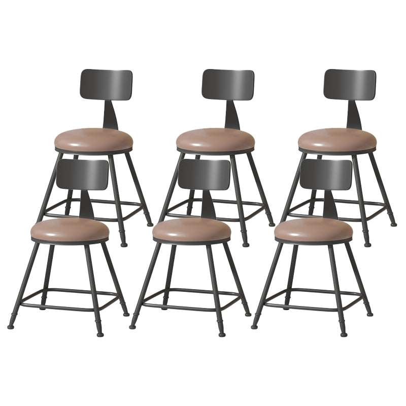 Modern Armless Backrest Counter Stool Iron Cafe Bar Stool with Leather Cushion Coffee 6 Piece Set Short Stool(18"H) Clearhalo 'Bar Furniture' 'Bar Stools' 'bar_stools' 'furn' 'furn_bar_stools' 'Furniture' 'furniture_bar_stools' 'Kitchen & Dining Furniture' 5042704